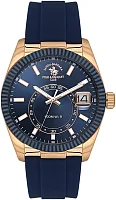 Santa Barbara Polo Legend Quartz Date Blue Dial Blue Silicone Strap Gold PVD SB.1.10669-4