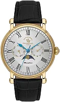 Santa Barbara Polo Legend Quartz Day-Date Moonphase Silver Dial Black Leather Strap SB.4.10033-4