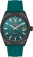 Santa Barbara Polo Legend Quartz Date Green Dial Green Silicone Strap PVD SB.1.10669-5