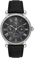 Santa Barbara Polo Legend Quartz Day-Date Moonphase Black Dial Black Leather Strap SB.4.10033-2