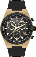 Santa Barbara Polo Legend Quartz Chrono Date Black Dial Black Silicone Strap Gold PVD SB.1.10659-3