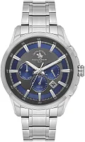 Santa Barbara Polo Legend Quartz Day-Date Multifunction GMT Navy Blue Dial Steel Bracelet SB.1.10674-3