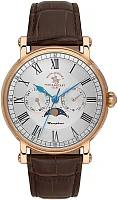 Santa Barbara Polo Legend Quartz Day-Date Moonphase Silver Dial Brown Leather Strap SB.4.10033-5
