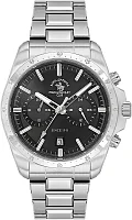 Santa Barbara Polo Legend Quartz Chrono Date Black Dial Steel Bracelet SB.1.10698-2