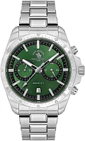Santa Barbara Polo Legend Quartz Chrono Date Green Dial Steel Bracelet SB.1.10698-4