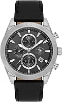 Santa Barbara Polo Legend Quartz Chrono Date Black Dial Black Leather Strap SB.1.10701-1