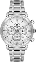 Santa Barbara Polo Legend Quartz Chrono Date Silver Dial Steel Bracelet SB.4.10046-1
