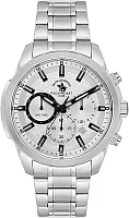 Santa Barbara Polo Legend Quartz Chrono Date Silver Dial Steel Bracelet SB.4.10047-1