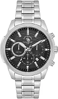 Santa Barbara Polo Legend Quartz Chrono Date Black Dial Steel Bracelet SB.4.10047-2