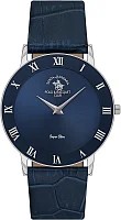 Santa Barbara Polo Noble Quartz Navy Dial Navy Leather Strap SB.1.10708-2