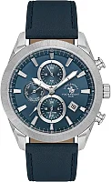 Santa Barbara Polo Legend Quartz Chrono Date Navy Dial Navy Leather Strap SB.1.10701-2