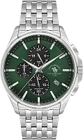Santa Barbara Polo Legend Quartz Chrono Date Green Dial Steel Bracelet SB.4.10041-4