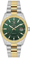 Santa Barbara Polo Legend Quartz Date Green Dial Bicolor Steel Bracelet Gold PVD SB.1.10598-4