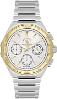 Santa Barbara Polo Luxury Quartz Day-Date Silver Dial Steel Bracelet Gold PVD SB.1.10548-3