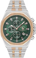 Santa Barbara Polo Luxury Quartz Day-Date Multifunction GMT Green Dial Bicolor Steel Bracelet Gold PVD SB.1.10546-4