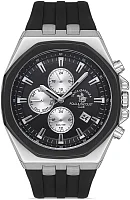Santa Barbara Polo Luxury Quartz Day-Date Multifunction GMT Black Dial Black Silicone Strap SB.1.10432-2
