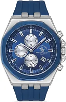 Santa Barbara Polo Luxury Quartz Day-Date Multifunction GMT Navy Blue Dial Navy Blue Silicone Strap SB.1.10432-3