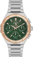 Santa Barbara Polo Luxury Quartz Day-Date Green Dial Steel Bracelet Rose Gold PVD SB.1.10548-4