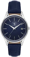 Santa Barbara Polo Noble Quartz Date Navy Blue Dial Blue Leather Strap SB.8.10011-3