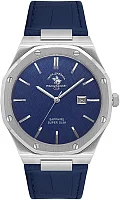 Santa Barbara Polo Noble Quartz Date Navy Blue Dial Navy Blue Leather Strap SB.1.10672-3
