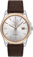 Santa Barbara Polo Noble Quartz Date Silver Dial Brown Leather Strap Rose Gold PVD SB.1.10535-3