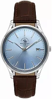 Santa Barbara Polo Noble Quartz Date Blue Dial Brown Leather Strap SB.8.10011-4