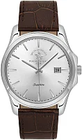 Santa Barbara Polo Noble Quartz Date Silver Dial Brown Leather Strap SB.1.10535-7