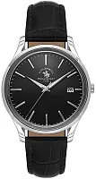 Santa Barbara Polo Noble Quartz Date Black Dial Black Leather Strap SB.8.10011-2