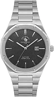 Santa Barbara Polo Noble Quartz Date Black Dial Steel Superslim Bracelet SB.1.10673-2