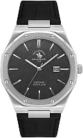 Santa Barbara Polo Noble Quartz Date Black Dial Black Leather Strap SB.1.10672-2