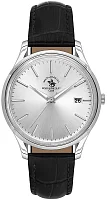 Santa Barbara Polo Noble Quartz Date Silver Dial Black Leather Strap SB.8.10011-1
