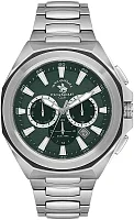 Santa Barbara Polo Prive Quartz Day-Date Multifunction GMT Green Dial Steel Bracelet SB.1.10539-3