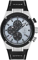 Santa Barbara Polo Prive Quartz Chrono Date Blue Dial Black Leather Strap SB.3.10001-2
