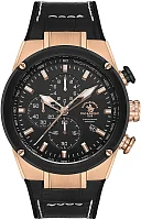 Santa Barbara Polo Prive Quartz Chrono Date Black Dial Black Leather Strap Gold PVD SB.3.10001-1