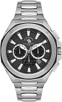 Santa Barbara Polo Prive Quartz Day-Date Multifunction GMT Black Dial Steel Bracelet SB.1.10539-1