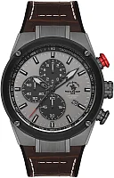Santa Barbara Polo Prive Quartz Chrono Date Grey Dial Brown Leather Strap SB.3.10001-4