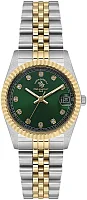 Santa Barbara Polo Unique Lady Quartz Date Green Dial Bicolor Steel Bracelet SB.4.10034-4