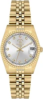 Santa Barbara Polo Unique Lady Quartz Date Silver Dial Gold PVD Steel Bracelet SB.4.10034-2
