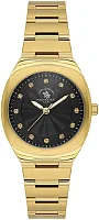 Santa Barbara Polo Unique Lady Quartz Black Dial Gold PVD Steel Bracelet SB.1.10665-3