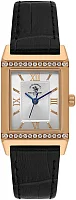 Santa Barbara Polo Unique Lady Quartz Silver Dial Black Leather Strap Gold PVD SB.1.10660-5