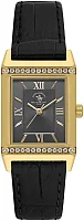 Santa Barbara Polo Unique Lady Quartz Black Dial Black Leather Strap Gold PVD SB.1.10660-3