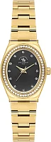 Santa Barbara Polo Unique Lady Quartz Black Dial Steel Bracelet Gold PVD SB.1.10686-7