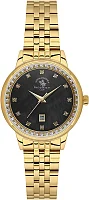Santa Barbara Polo Unique Lady Quartz Black Pearl Dial Steel Bracelet Gold PVD SB.1.10695-7