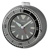 Seiko Zegar Biurkowy Analogowy Okrągły Szary z Alarmem Diver Style QHE207N