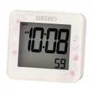 Seiko Zegar Biurkowy Cyfrowy Prostokątny Biały z Alarmem i Termometrem QHL097W