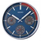 Seiko Zegar Ścienny Analogowy Okrągły Szary Termometr Higrometr QXA822S