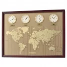 Seiko Zegar Ścienny Analogowy Brązowy Mapa Świata Strefy Czasowe QXA722B