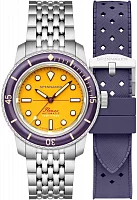 Spinnaker Fleuss Automatic Date Mustard Yellow Purple Rubber Strap Set Limited Edition SP-5133-55