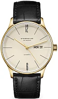 Sternglas Berlin Automatic Day-Date Champagne Dial Black Leather Strap S02-BE14-HE03
