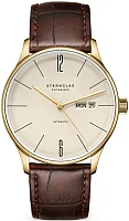 Sternglas Berlin Automatic Day-Date Champagne Dial Brown Leather Strap S02-BE14-HE01